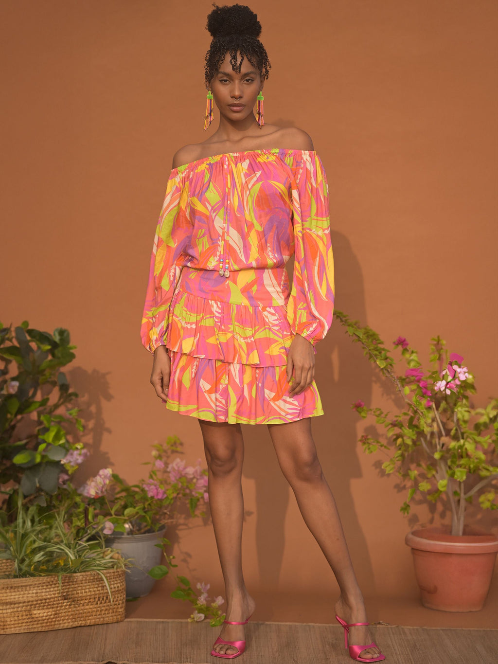 Malibu Peasant Mini Dress