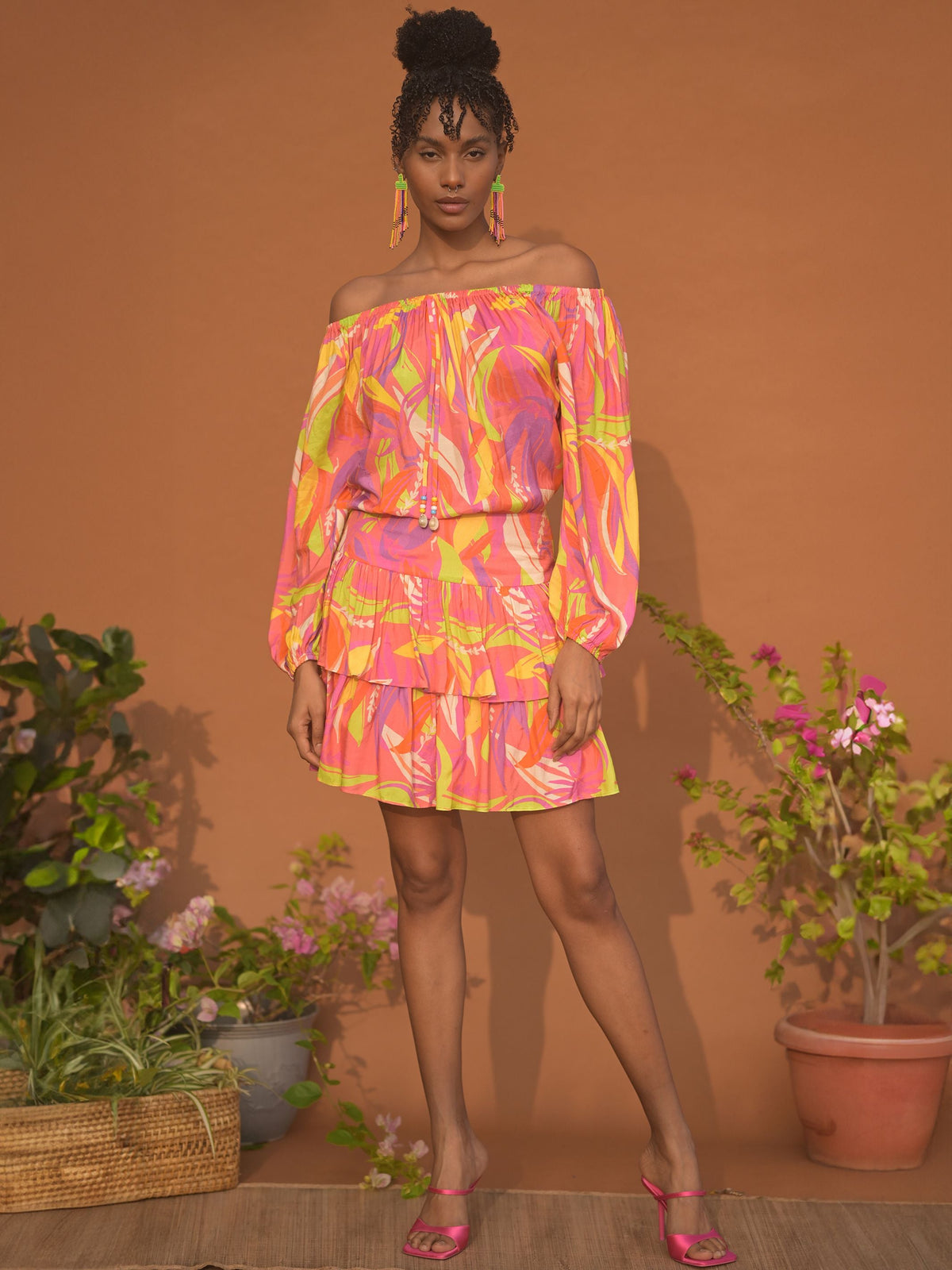 Malibu Peasant Mini Dress